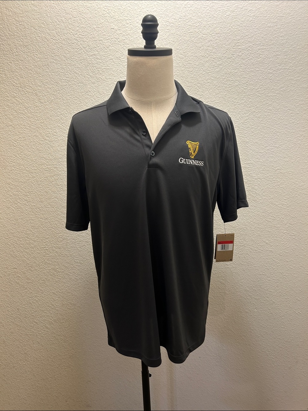 Men’s NWT Guinness Embroidered Gray Polo Size Large